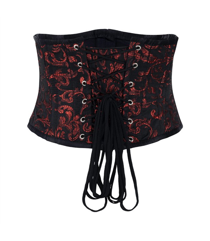 Waist Corset Brocade Schwarz Rot | Aderlass