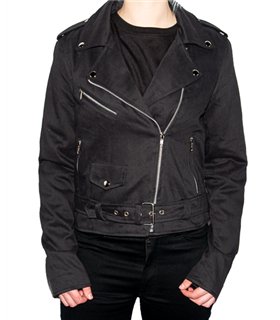 Ladys Biker Jacket Denim Schwarz | Aderlass