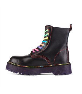 8-Eye Boots Plateau Leather Pride Edition Black-Purple | Aderlass