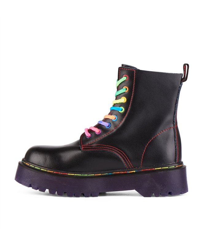 8-Eye Boots Plateau Leather Pride Edition Black-Purple | Aderlass