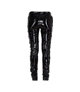Lovesect Skinny Pants Laced Up Shiny PVC Schwarz