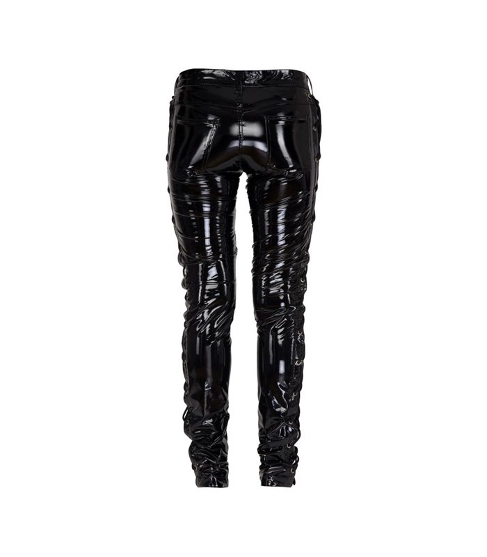Lovesect Skinny Pants Laced Up Shiny PVC Schwarz