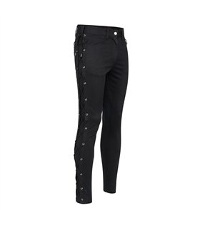 Skinny Pants Laced Up Denim Schwarz | Aderlass