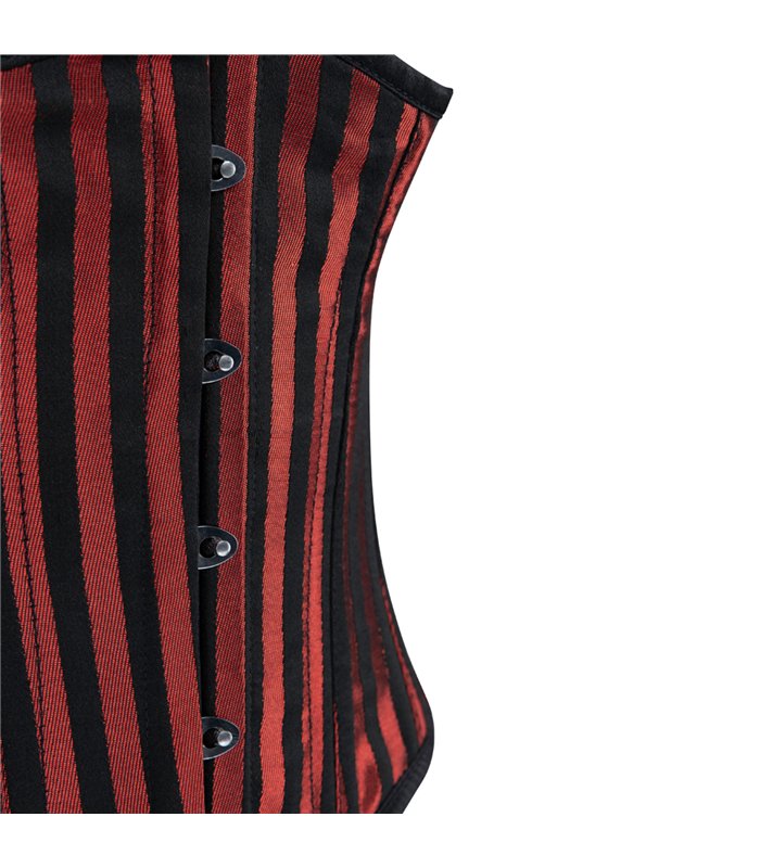 Underbust Corset Brocade Stripe Schwarz Rot | Aderlass