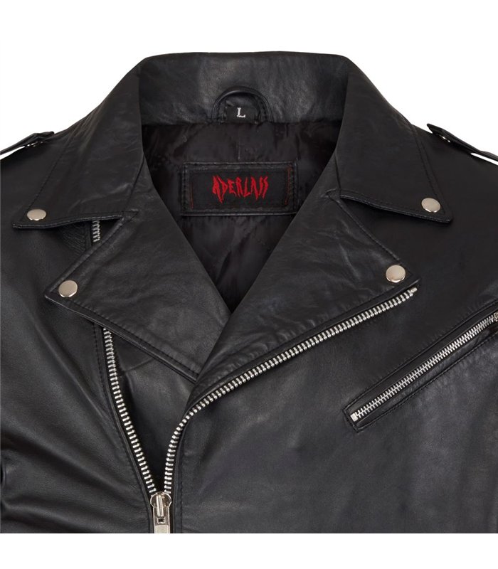 Mens Biker Jacket Leather Schwarz | Aderlass