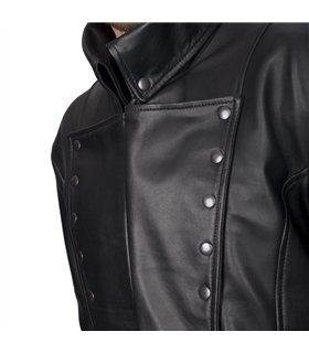 Mens Military Coat Nappa Leather Schwarz | Aderlass