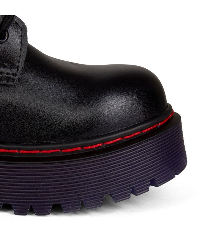 8-Eye Boots Plateau Leather Black-Purple | Aderlass
