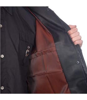 Mens Military Coat Nappa Leather Schwarz | Aderlass