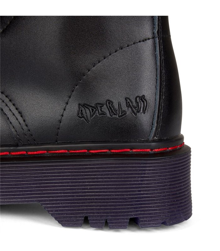 8-Eye Boots Plateau Leather Black-Purple | Aderlass