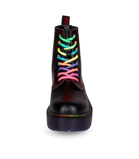 8-Eye Boots Plateau Leather Pride Edition Black-Purple | Aderlass