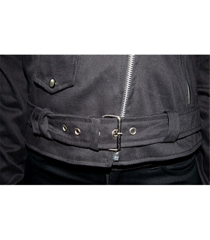 Ladys Biker Jacket Denim Schwarz | Aderlass