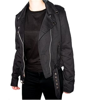 Ladys Biker Jacket Denim Schwarz | Aderlass