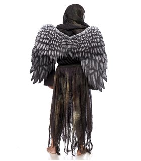 Kostümset Angel of Death (Mann) mit Flügeln aus Formdraht Motto grau Kostümset Angel of Death (Mann) mit Flügeln aus Formdraht Motto grau