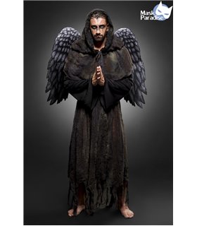 Kostümset Angel of Death (Mann) mit Flügeln aus Formdraht Motto grau Kostümset Angel of Death (Mann) mit Flügeln aus Formdraht Motto grau