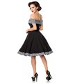 Belsira schulterfreies Swing-Kleid schwarz/weiss - midi Kleider