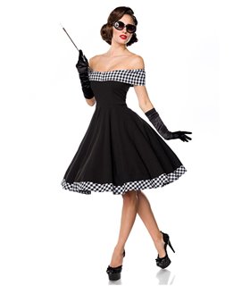 Belsira schulterfreies Swing-Kleid schwarz/weiss - midi Kleider