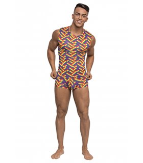 Fitness Tank Top im Print Look für Herren - Mehrfarbig