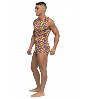 Fitness Tank Top im Print Look für Herren - Mehrfarbig