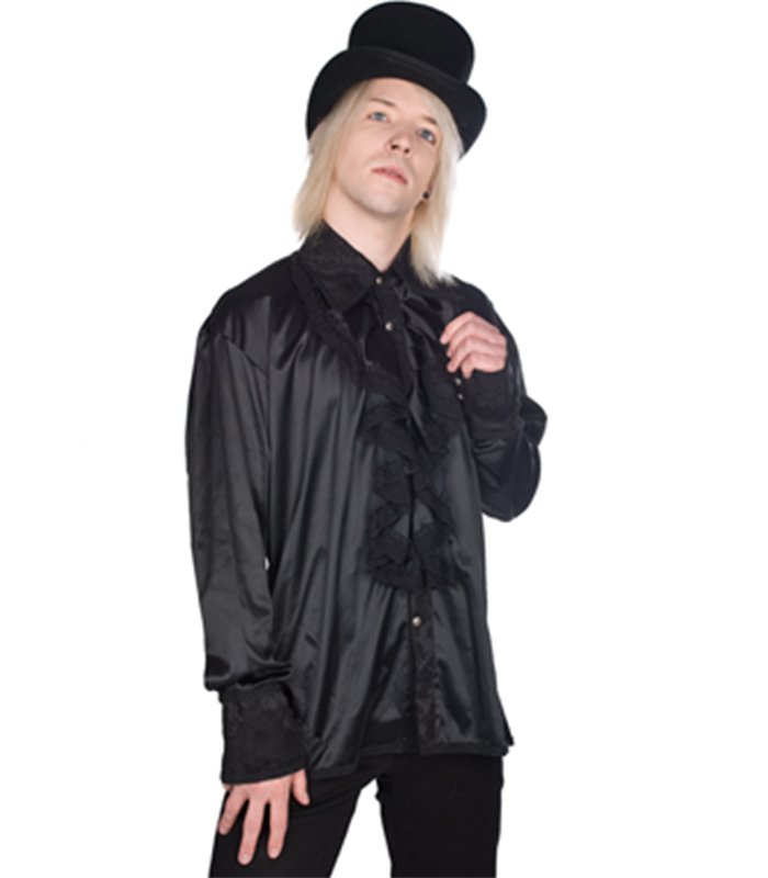 Riffle Victorian Shirt Satin Schwarz | Aderlass