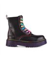 8-Eye Boots Plateau Leather Pride Edition Black-Purple | Aderlass