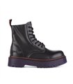 8-Eye Boots Plateau Leather Black-Purple | Aderlass