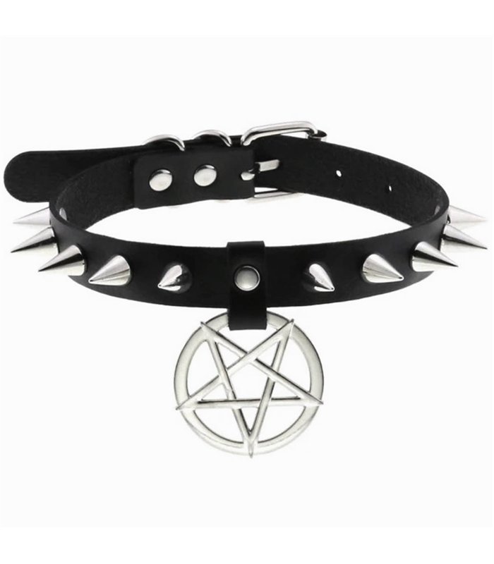 Choker Rivet Pentagram Schwarz | Lovesect