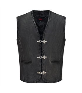 Cruiser Vest Leather Schwarz | Aderlass