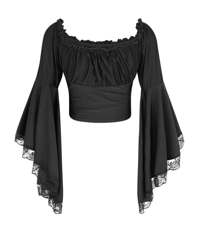 Bat Sleeve Top Schwarz | Black Pistol