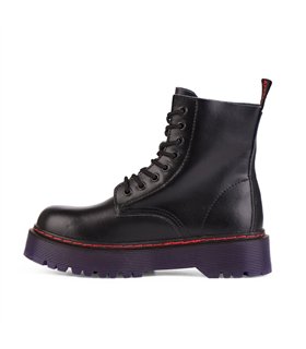 Aderlass 8-Eye Boots Plateau Leather Black-Purple