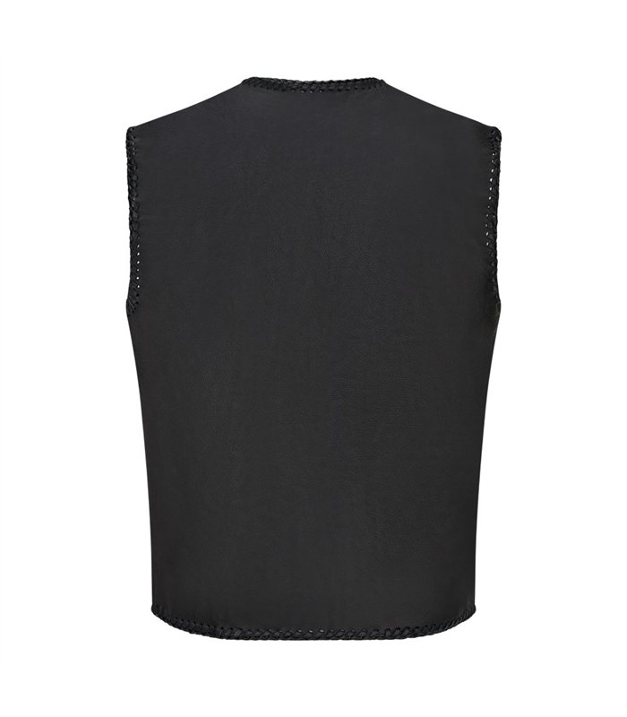 Cruiser Vest Leather Schwarz | Aderlass