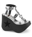 DYNAMITE-12 Platform sandal stars black silver | DemoniaCult SALE