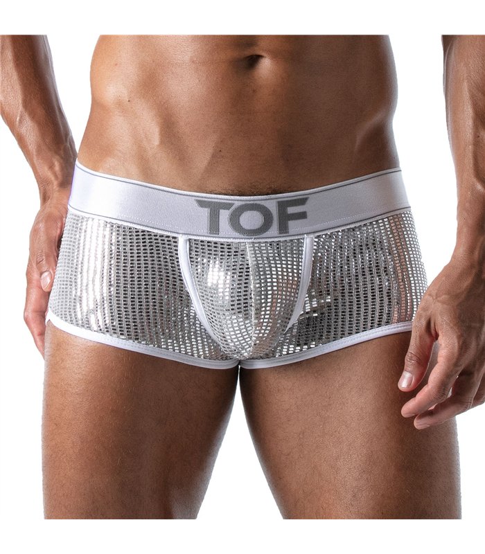 Herren Trunks Silver – Glänzend mit Baumwollfutter & Komfortbund | TOF