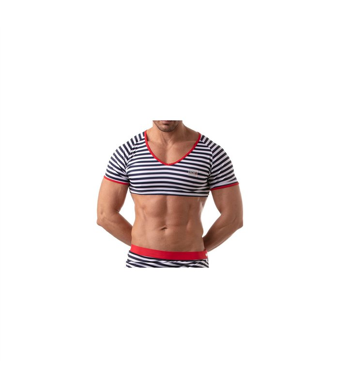 Crop Top mit Raglanärmeln und maritimen Streifen – bequem & figurbetont | TOF