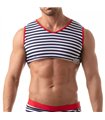 Ärmelloses Crop Top mit maritimem Camouflage-Print & V-Ausschnitt | TOF