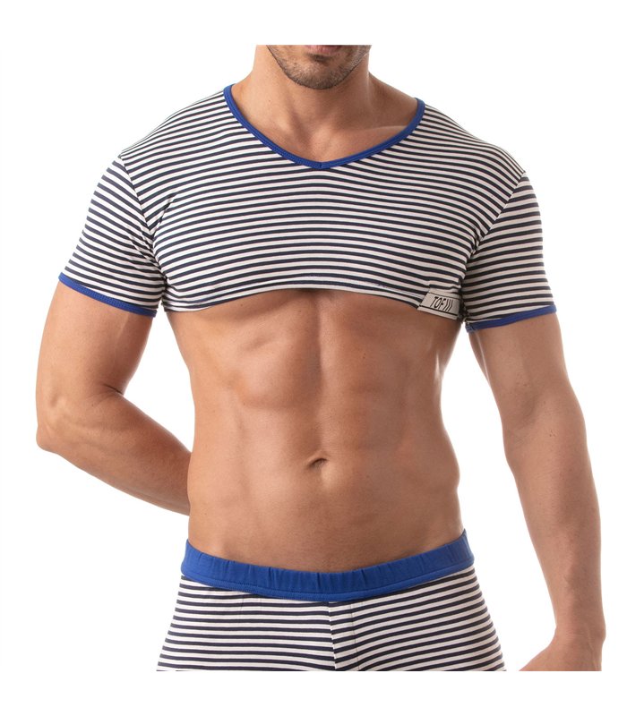Crop Top Herren – Sexy Matrosen-Design mit Streifenmuster | TOF