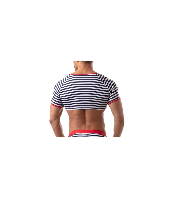 Crop Top mit Raglanärmeln und maritimen Streifen - bequem & figurbetont | TOF