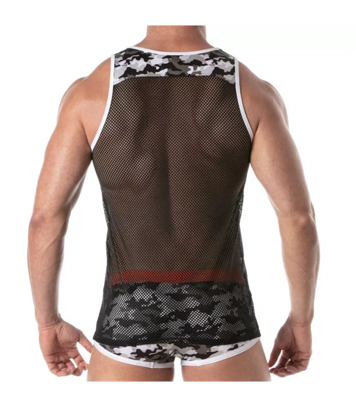 Tank Top Herren Mesh mit grauem Camouflage-Design - Sportlich & Stylisch | TOF
