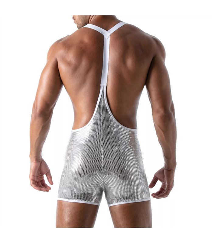 Body Singlet mit Glitzerstoff, elastischen Trägern & Taschen | TOF
