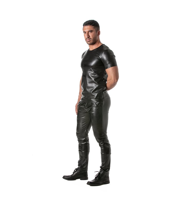 Herren T-Shirt mit Lederoptik - figurbetont & innen weich | TOF