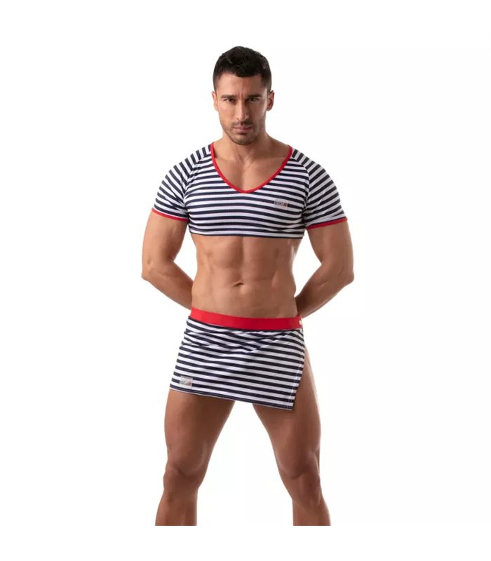 Crop Top mit Raglanärmeln und maritimen Streifen - bequem & figurbetont | TOF
