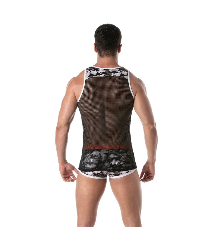 Tank Top Herren Mesh mit grauem Camouflage-Design - Sportlich & Stylisch | TOF