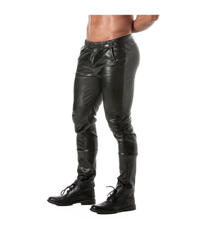 Jogginghose Herren - Leder-Look, Knopfflug & 3 Taschen | TOF