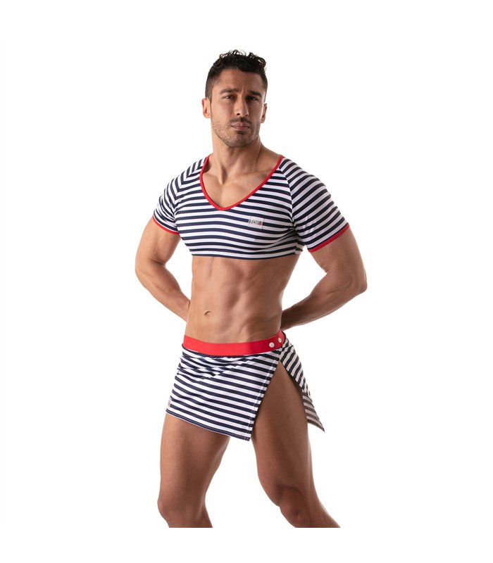 Crop Top mit Raglanärmeln und maritimen Streifen - bequem & figurbetont | TOF