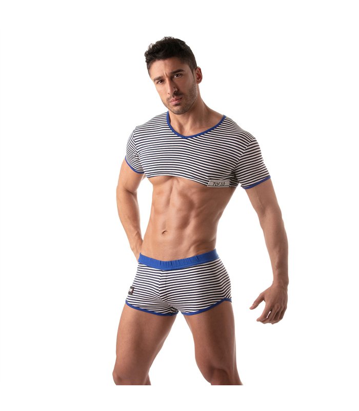 Crop Top Herren - Sexy Matrosen-Design mit Streifenmuster | TOF