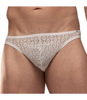 String Slip Weiß mit elastischer Spitzenkante  | TOF Paris