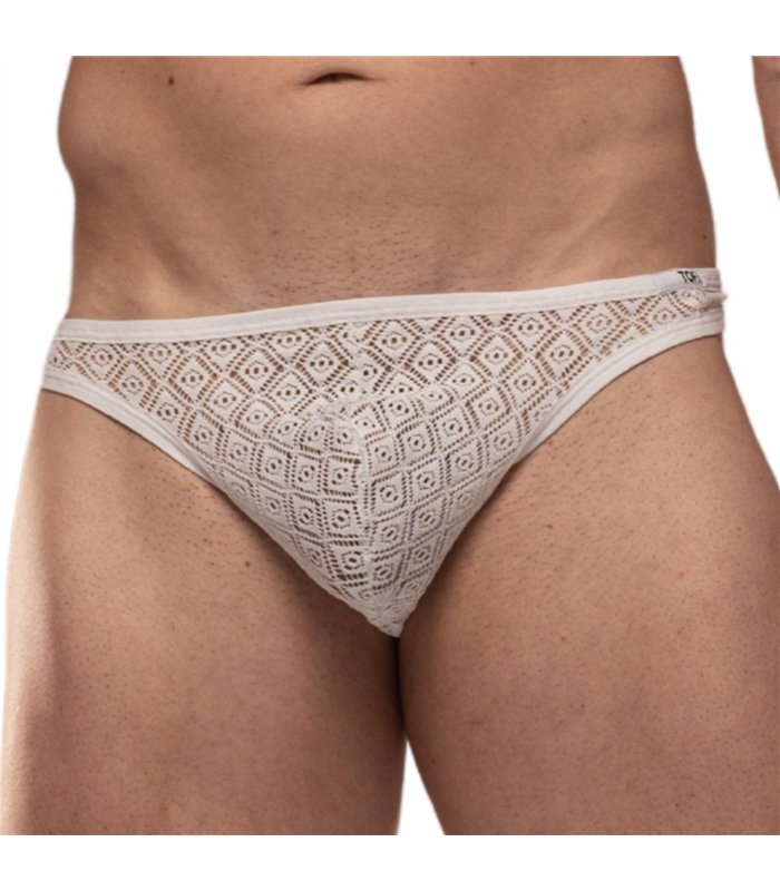 String Slip Weiß mit elastischer Spitzenkante  | TOF Paris