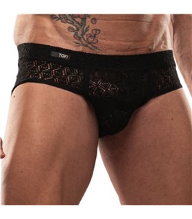 Slips Herren Schwarz – Slim Fit mit elastischer Spitzenkante | TOF Paris