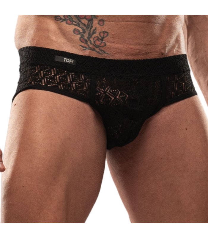 Slips Herren Schwarz – Slim Fit mit elastischer Spitzenkante | TOF Paris
