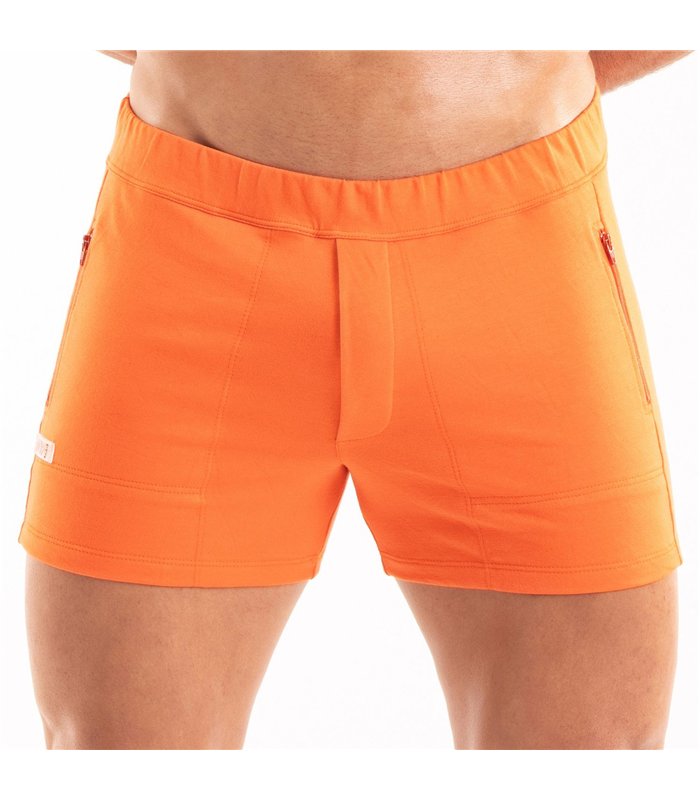 Herren Shorts Orange – Slim Fit mit Reißverschlusstaschen & Logo | TOF Paris