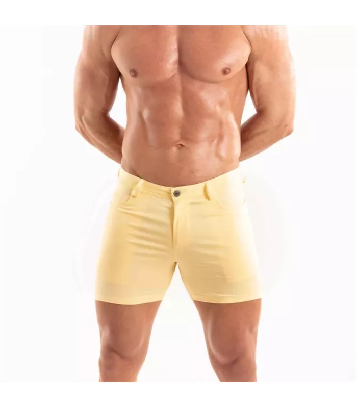 Chino Shorts Herren Slim Fit Gelb – Stretch, 5 Taschen, Komfort | TOF Paris